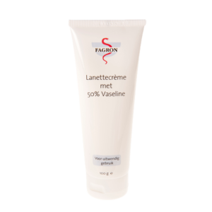 Lanettecrème met 50% Vaseline is geschikt voor de zeer droge en gevoelige huid. Het hydrateert en beschermt de huid tegen verdere uitdroging. Zonder propyleenglycol om overgevoeligheidsreacties te voorkomen.